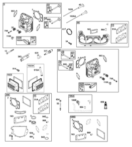 Cylinder Head Group Diagram and Parts List for 44S977-0031-B5 400000 - 699999 Briggs and Stratton Engine